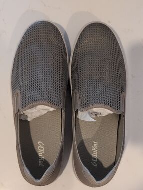 NEVER WORN OluKai Men's Lae'Ahi Gray Mesh Slip-On Loafers In Color Clay Size 13